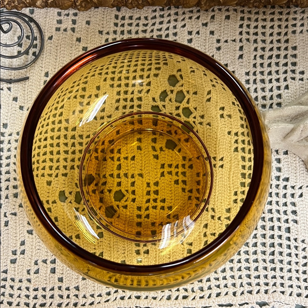 Amber Glass Bowl Vintage - Picture 2 of 6